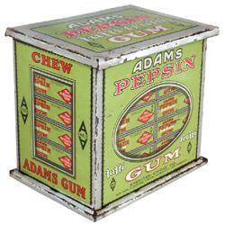Adams Pepsin Gum counter display box w/hinged lid, some paint wear from use, o/wise in VG cond, 6"H 