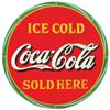 Image 1 : Ice Cold Coca-Cola embossed metal sign by American Art Works-Coshocton, O., c.1932, VG cond w/some w