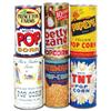 Image 1 : Popcorn tins (6), Judmar's (full), TNT (full) w/paper labels; Popeye, Betty Zane (no top), Princeton