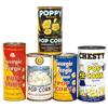 Image 1 : Popcorn tins (5), Georgie Porgie (full) & Dynamite w/paper labels; Poppy (full), Georgie Porgie & Ch