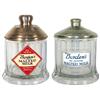 Image 1 : Malted milk containers (2), both Borden's heavy ribbed glass containers w/replacement paper labels &