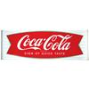 Image 1 : Coca-Cola self-framed porcelain fishtail sign w/curved ends, c.1950’s, Exc cond, 24”H x 68”W.