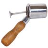 Image 1 : Ice cream scoop, Rolette plunger style, used to fill edible containers, German-Silver w/wood handle,