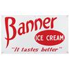 Image 1 : Banner Ice Cream porcelain sign,  Exc cond w/small edge chips, 14"H x 24"W.