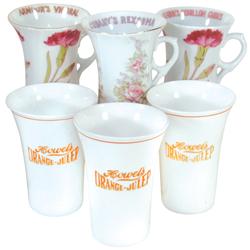 Soda fountain advertising glasses & cups (6), 3 bouillon cups (2 Armour's & 1 Cudahy's Rexsoma) w/ha