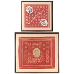 Political Theodore Roosevelt Progressive Party portrait bandanas (2), both dated 1912, both in VG co