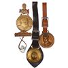 Image 1 : Political items (5), all Theodore Roosevelt, (3) brass watch fobs-Calif. Delegation to the Rep Nat'l