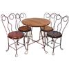 Image 1 : Child's ice cream table & 4 chairs, table has wood top w/twisted wire legs, 2 chairs have replaced w