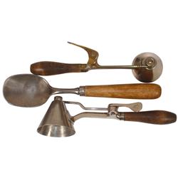 Ice cream scoops (3), Gilchrist #33 conical bowl size 8, Gilchrist #33 conical bowl size 12 & Gilchr