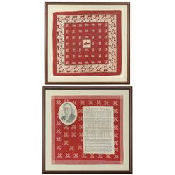 Political Theodore Roosevelt bandanas (2), red & brown bandana w/TR images around the border & hat i