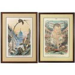 Political Theodore Roosevelt magazine centerfold lithos (2) from The Judge Co. of New York, titled "