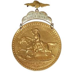 Political badge, Rare embossed brass w/paper back, "The Rough Rider Club Campaign Badge, McKinley & 