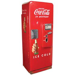 Coca-Cola machine, Cavalier Model C-51, 5 cent, VG orig cond w/key, 64"H x 24"W x 24"D.