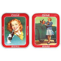Coca-Cola trays (2), 1950 Red Head & 1942 Roadster Girl, Red Head in Exc cond, other is Near Mint ex