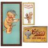 Image 1 : Ice Cream signs & print (3), Rose O'Neill Baseball Kewpie framed print, 17.25"H x 7.75"W, Colverts I