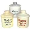 Image 1 : Malted milk containers (3), Thompson's & Borden's w/embossed & painted adv & stoneware Coors, all in