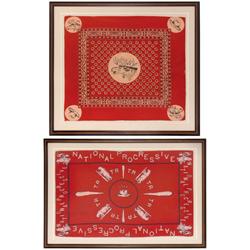 Political Theodore Roosevelt bandanas (2), National Progressive w/hat in ring surrounded by standing