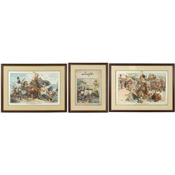 Political Theodore Roosevelt magazine centerfold & cover lithos (3) from The Judge Co. of New York, 