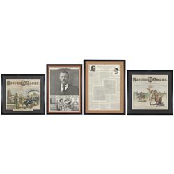 Political papers (4), Theodore Roosevelt Saturday Globe framed covers from 1900, The President and t