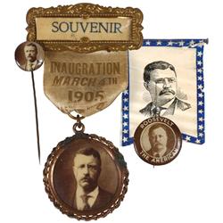 Political items (4), Theodore Roosevelt Inauguration 1905 Souvenir badge w/1 7/16" cello button w/or
