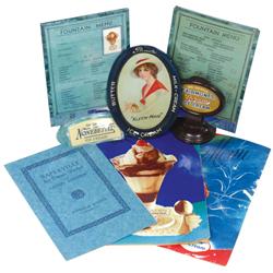 Soda fountain ice cream tip tray, menus & menu holders (7): Rare Page's " Kleen-Maid" Ice Cream lith