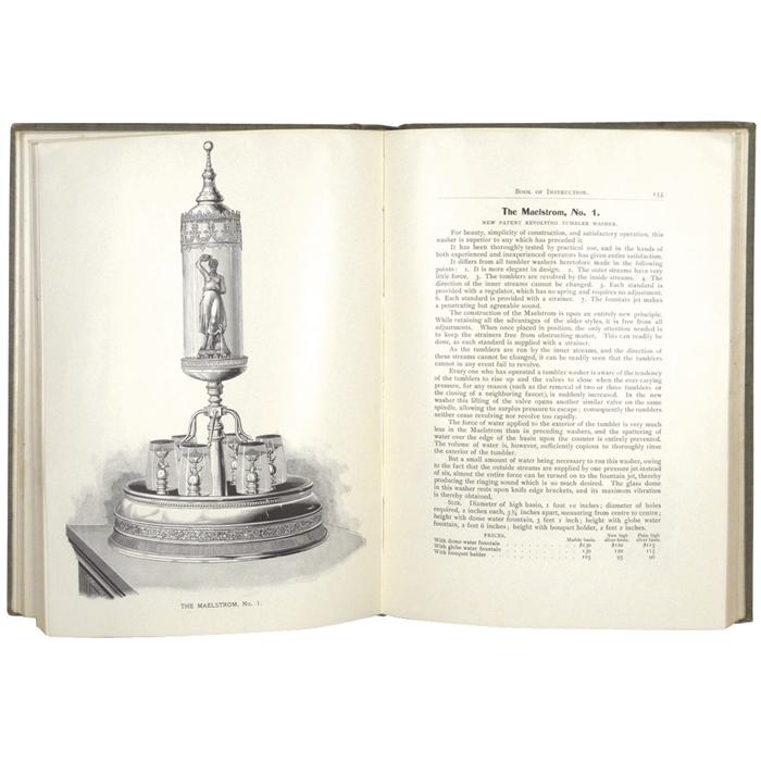 Soda fountain book & maker's plate, Tufts Soda Water Apparatus Book of