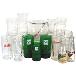 Soda fountain items (20), Rexall fishbowl & 2 Rexall Store ice cream spoons, Pepsi-Cola, Dr. Pepper,