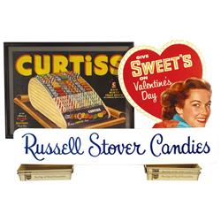 Drug store candy items (7), Renown Chocolates "Give Sweets on Valentine's Day" diecut w/easel back s