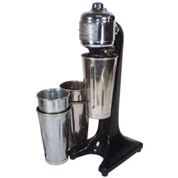 Soda fountain items (6), Hamilton Beach #18 malted milk mixer, black porcelain w/5 metal mixing cups