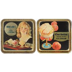 Ice cream trays (2), Cor-betta litho on tin tray, some paint touch-up on background & paint wear on 