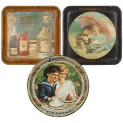 Ice cream metal advertising trays (3), Bridgeman Russell Co. Velvet Ice Cream, paint wear & rust, 13