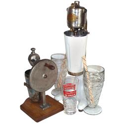 Soda fountain items (5), Electric #15 Arnold Automatic Mixer w/white cast iron base & white galvaniz
