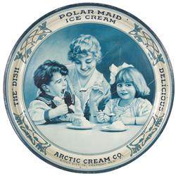 Polar Maid Ice Cream tray, litho on tin featuring mother & children, overall VG cond w/minor paint s