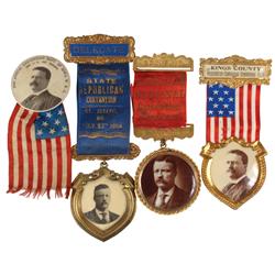 Political badges (4), all Theodore Roosevelt, 1907 24th Annual Conv Dept of Iowa W.R.C.-Dubuque w/1.