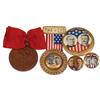 Image 1 : Political items (5), McKinley/Roosevelt "The Next" badge w/flag ribbon & 1.5" cello jugate in filigr