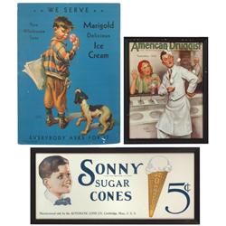 Soda fountain items (3), "American Druggist" framed magazine cover Sep 1932, 12"H x 9.5"W, cdbd Mari