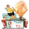 Image 1 : Ice cream signs (5), F.W. Woolworth Co. heavy cdbd ice cream soda diecut, 10"H x 7.5"W, F.W. Woolwor