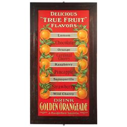 J. Hungerford Smith Golden Orangeade litho on cdbd flavor board, c.1910,  features 9 "True Fruit" fl