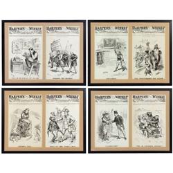 Political Theodore Roosevelt Harper's Weekly black & white covers by artist W.A. Rogers (8), all c.1