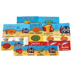 Fruit & vegetable labels (2600 total), 200 of 13 different Sante Fe, Red Eagle, Pan Tree & Ranney's
