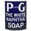 Image 1 : P and G Naphtha Soap curved porcelain sign, cobalt blue & white, VG cond w/some smaller chips, 24"H 