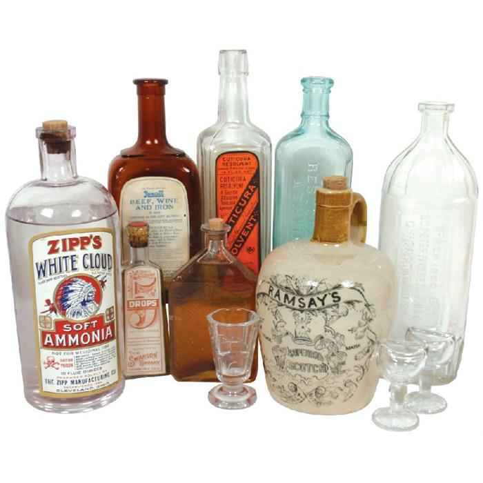 Medicine bottles, etc. (11) Ramsay's Superior Scotch Malt Whiskey jug