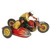 Image 1 : Toy, motorcycle w/sidecar, Tourist CKO, mfgd by Kellerman-Germany, #370, litho on tin friction, VG t