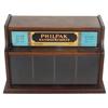 Image 1 : Philpak Handkerchief wooden display cabinet w/adv glass front, refill inventory from back, Exc cond,