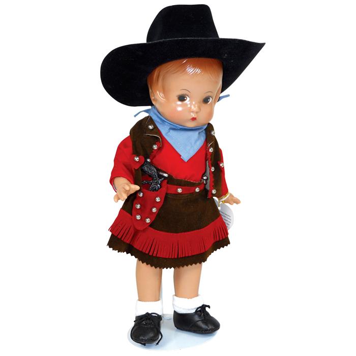 Toy cowboy dolls (3), windup cowboy w/celluloid head-Japan, VG working