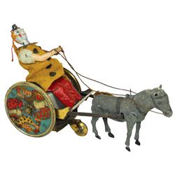 Toy, Balky Mule, mfgd by Lehmann-Made in Germany, litho on tin windup, mule is missing an ear, works