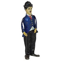 Toy, Charlie Chaplin, litho on tin windup w/cast iron feet, c.1920's, works, VG cond, 8.5"H.