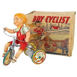 Toy, Kiddy Cyclist, mfgd by Unique Art, litho on tin windup w/orig box, toy in Exc to Near Mint work