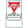 Image 1 : Petroliana, Conoco Super Motor Oil 2-sided porcelain sign on stand, Exc cond both sides, 48"H x 32"W
