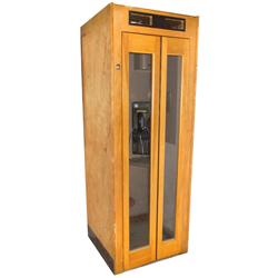 Telephone booth, complete w/pay phone, fan & light, probably birch or hardwood w/orig finish, c.1960
